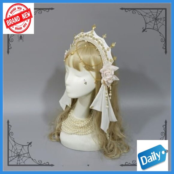 Medieval Tudor Crown Hairband with Detachable Veil for Cosplay Halloween main image 5
